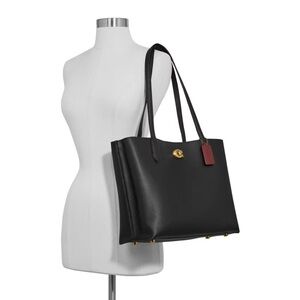 Coach Willow Black Leather Tote with Gold Hardware